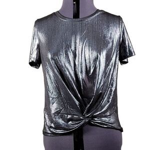 Love, Fire Juniors' Metallic Twist-Front Top Sz XL